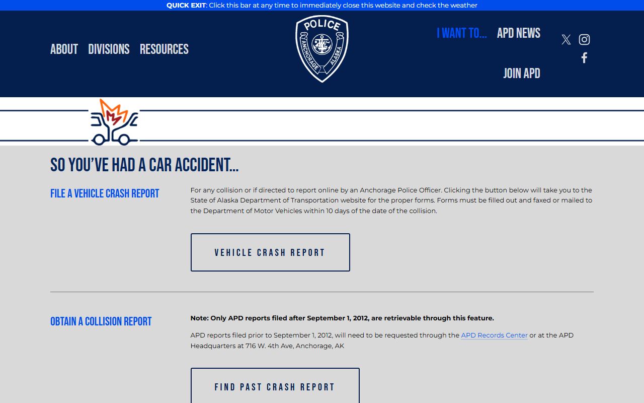 APD crash reports request portal