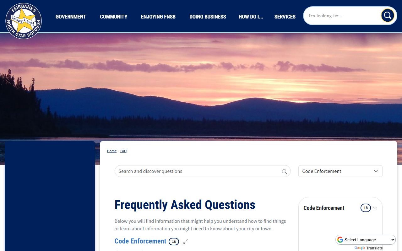 FNSB code enforcement FAQ explaining public records request process for code cases