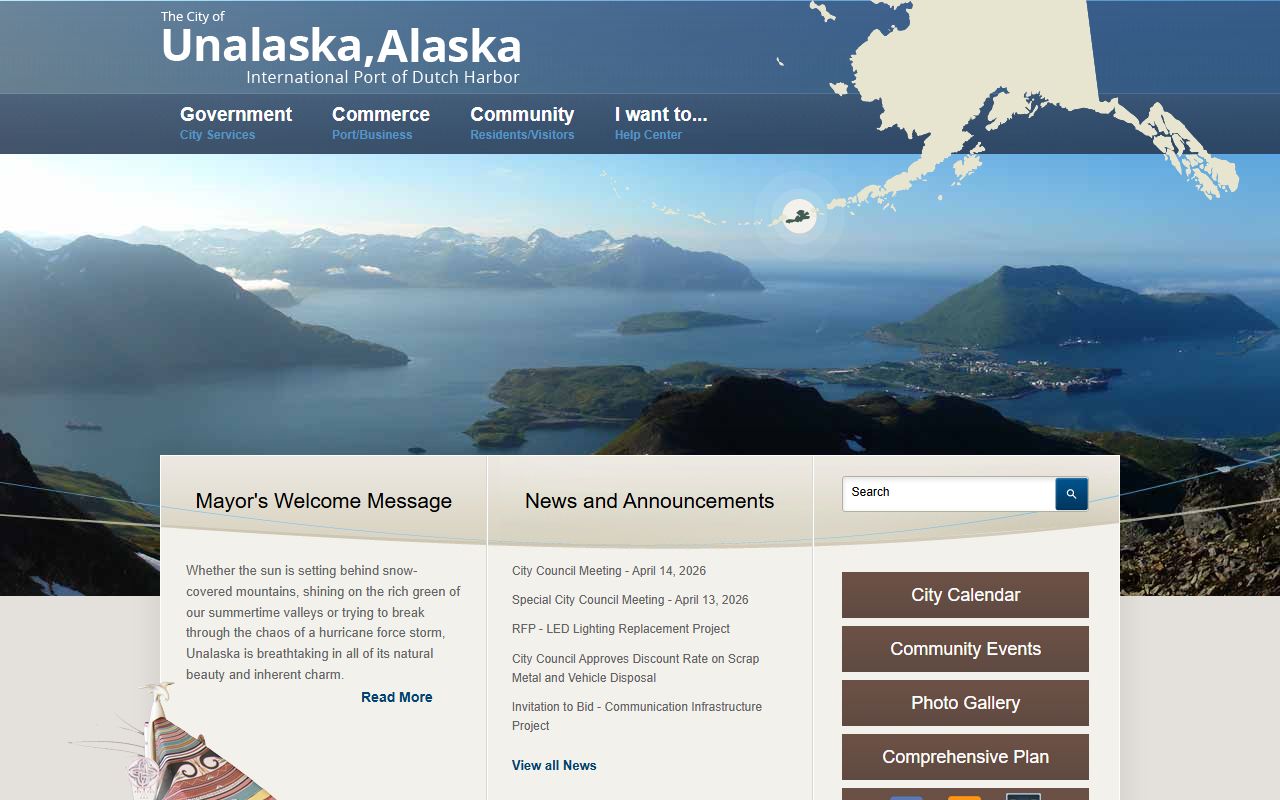 City of Unalaska official website homepage
