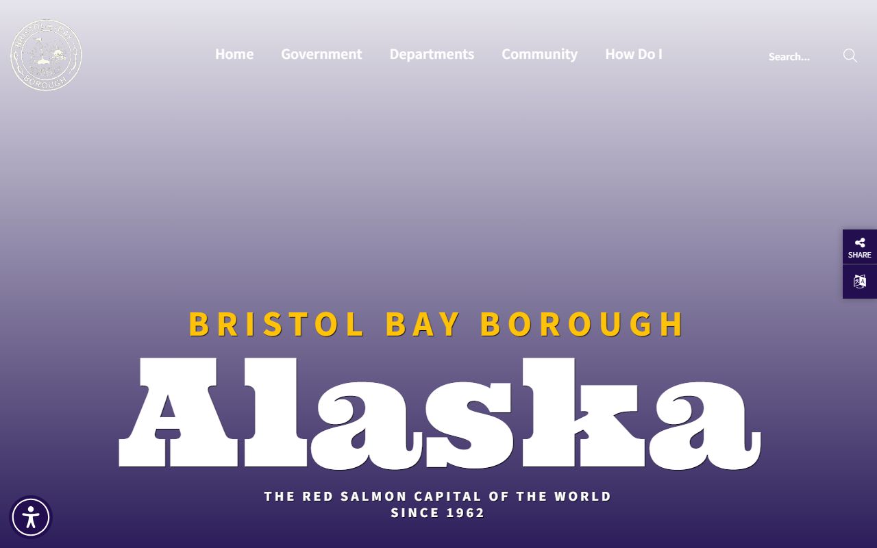 Bristol Bay Borough official website showing borough administrative contact information and government structure