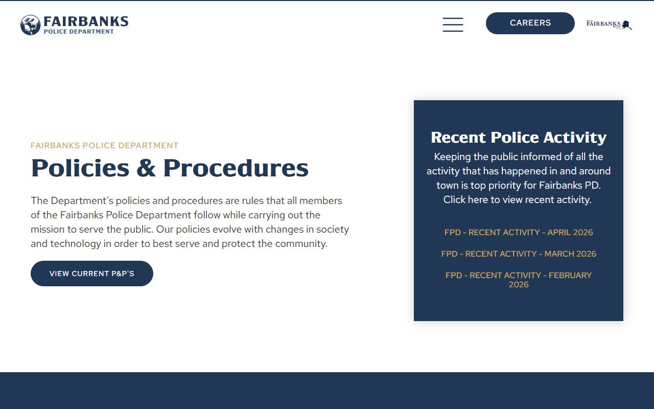 Fairbanks Police Department Citizen Resources page covering Fairbanks North Star Borough police records and services