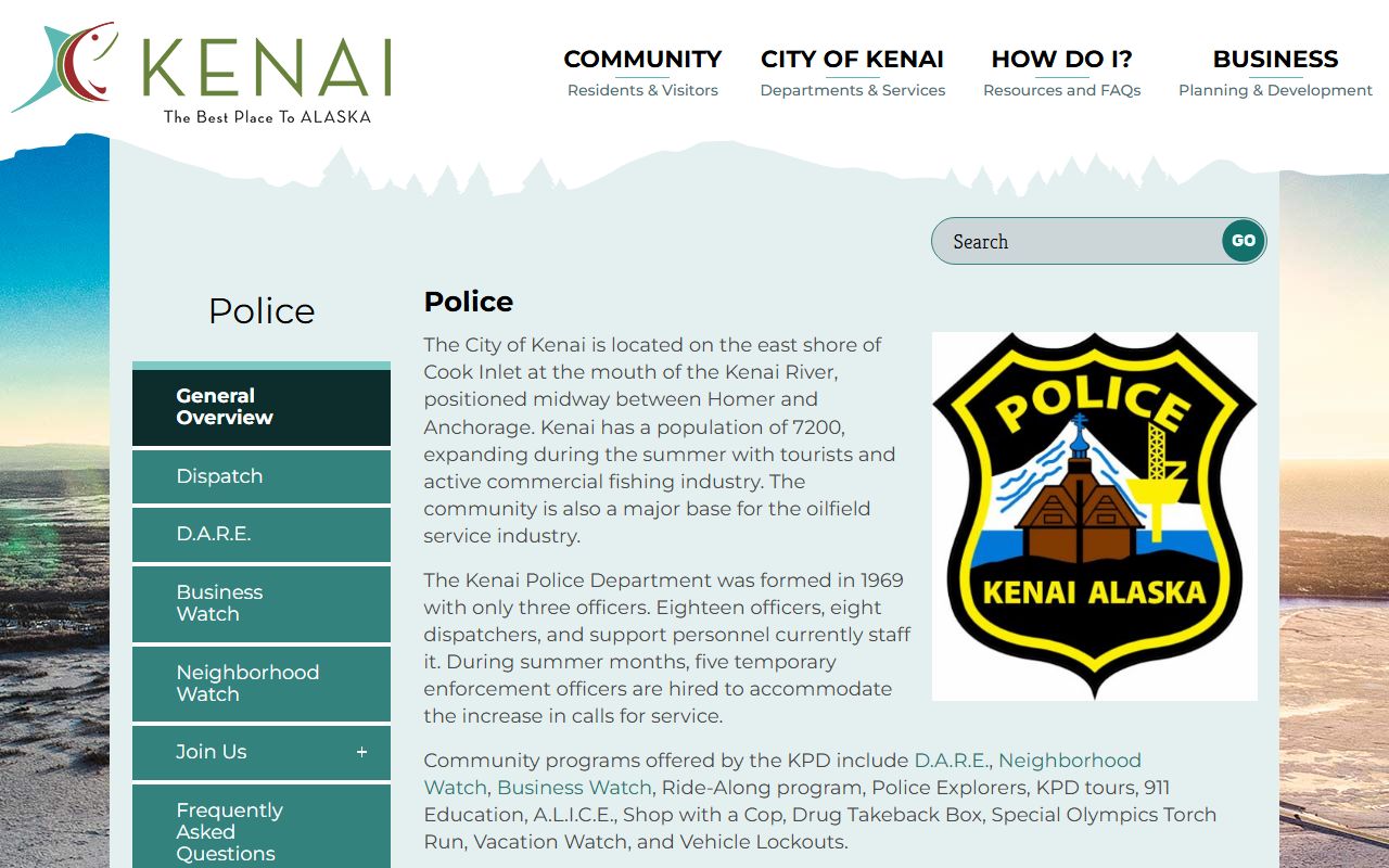 Kenai Police Department main page