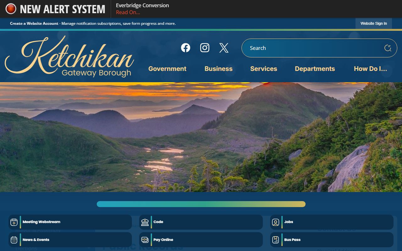 Ketchikan Gateway Borough public records page showing records request form and available online documents